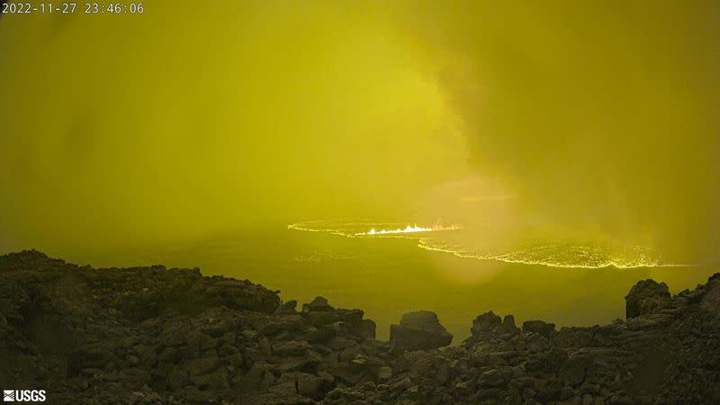 Lava is seen at Mauna Loa’s summit region during an eruption