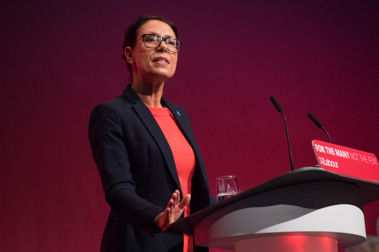 Shadow Secretary of State for Work and Pensions Debbie Abrahams speaks during the Labour Party conference in Brighton. Picture date: Monday September 25th, 2017. Photo credit should read: Matt Crossick/ EMPICS Entertainment.