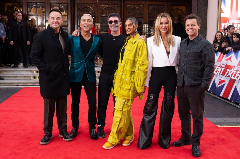 Bruno Tonioli with his fellow judges Simon Cowell, Alesha Dixon and Amanda Holden as well as hosts Ant and Dec