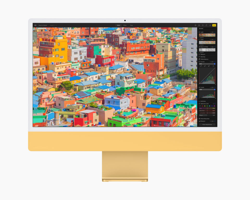 <p>The new Apple iMac powered by the M1 chip and in a rainbow of color options.</p> 