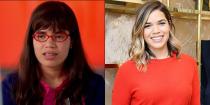 <p>In reality, America Ferrera doesn't wear red glasses, braces, or bangs — and she's much more stylish than her character on <em>Ugly Betty</em>. </p>