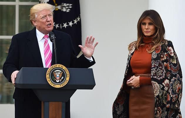 Trump has heaped praise on his wife, urging people to sign her birthday card. Photo: Getty