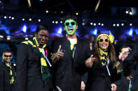 LONDON, ENGLAND - AUGUST 29: Athletes from Brazil soak up the atmopshere during the Opening Ceremony of the London 2012 Paralympics at the Olympic Stadium on August 29, 2012 in London, England. (Photo by Dan Kitwood/Getty Images)