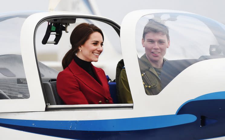 The Duchess was shown the ropes by one of the air cadets [Photo: PA Images]