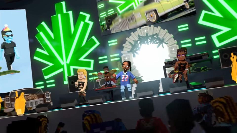 Musician Snoop Dogg is portrayed as a virtual avatar in his music video for the song "House I Built."