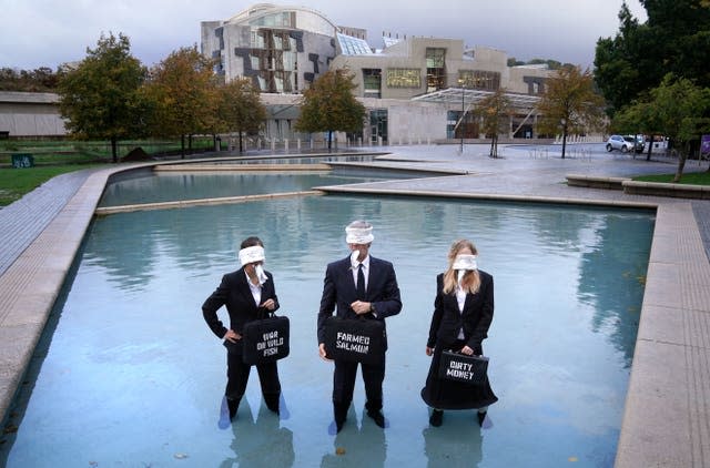 Salmon farming protest