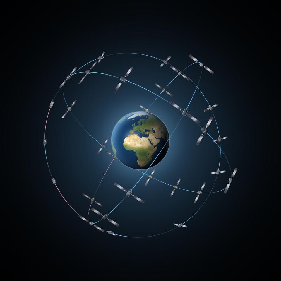 La constellation Galileo assure le service de GPS européen et doit comprendre 30 satellites dont 6 de rechange. Les satellites continuent d’émettre indépendamment des brouilleurs, qui perturbent les détecteurs. <a href="https://www.esa.int/ESA_Multimedia/Images/2014/07/Galileo_constellation" rel="nofollow noopener" target="_blank" data-ylk="slk:ESA-P. Carril;elm:context_link;itc:0;sec:content-canvas" class="link ">ESA-P. Carril</a>, <a href="http://creativecommons.org/licenses/by/4.0/" rel="nofollow noopener" target="_blank" data-ylk="slk:CC BY;elm:context_link;itc:0;sec:content-canvas" class="link ">CC BY</a>