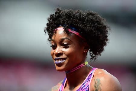 Athletics - London Anniversary Games - London, Britain - July 9, 2017 Jamaica's Elaine Thompson after winning the Women's 100m Hurdles final REUTERS/Hannah McKay