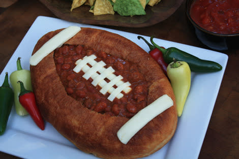 Chili in a Football Bread Bowl