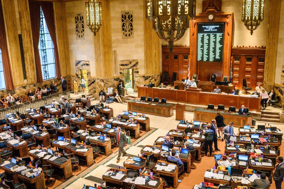 Inside the House of Representatives at the Louisiana State Capitol in Baton Rouge, May 29, 2019. Louisiana lawmakers voted to ban the procedure once the pulsing of what will become the fetus's heart could be detected. | Emily Kask—The New York Times/Redux