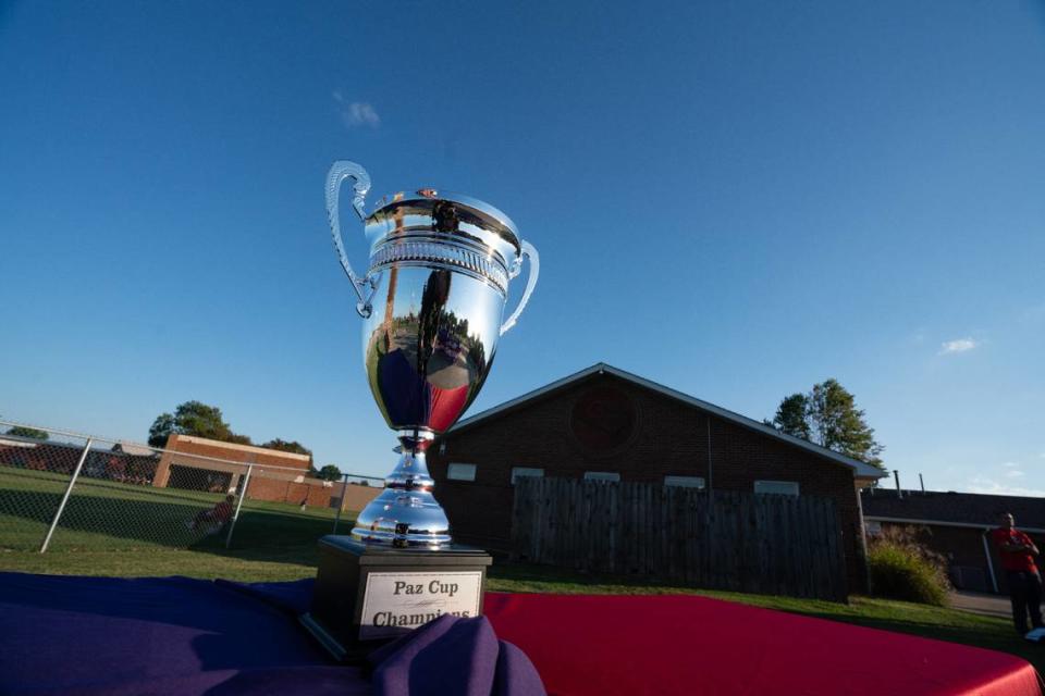 The “Paz Cup” trophy in Granite City, Ill. on Oct 12., 2023.