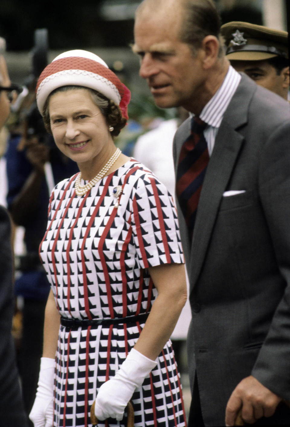 BARBADOS - NOVEMBER 31: Queen Elizabeth ll and Prince Philip, Duke of Edinburgh visit Barbados during the Silver Jubilee year in November 1977 in Bridgetown, Barbados. (Photo by Anwar Hussein/Getty Images)