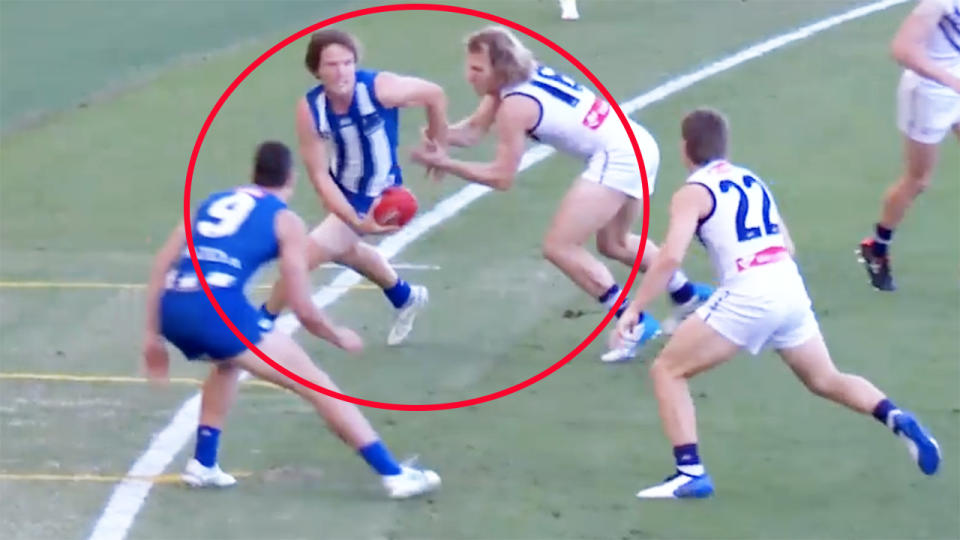 Jared Polec, pictured here in action for North Melbourne against Fremantle.