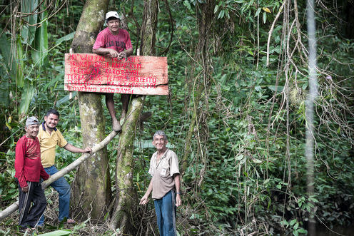 <span class="caption">"The earth is our mother. We should look after and respect her. This territory is where the peccary passed. Under the authority of Karodaybi [the first Munduruku warrior]</span> <span class="attribution"><span class="source">Mauricio Torres</span>, <span class="license">Author provided</span></span>