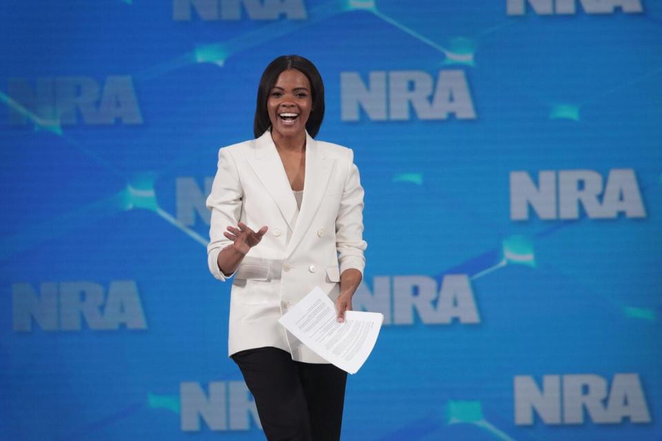 Activist Candace Owens speaks to guests during the NRA-ILA Leadership Forum at the 148th NRA Annual Meetings & Exhibits on April 26, 2019 in Indianapolis, Indiana. (Photo by Scott Olson/Getty Images)