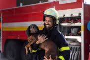 Firefighters rescued dog from inside a mine shaft that they had become stranded in in North Carolina.