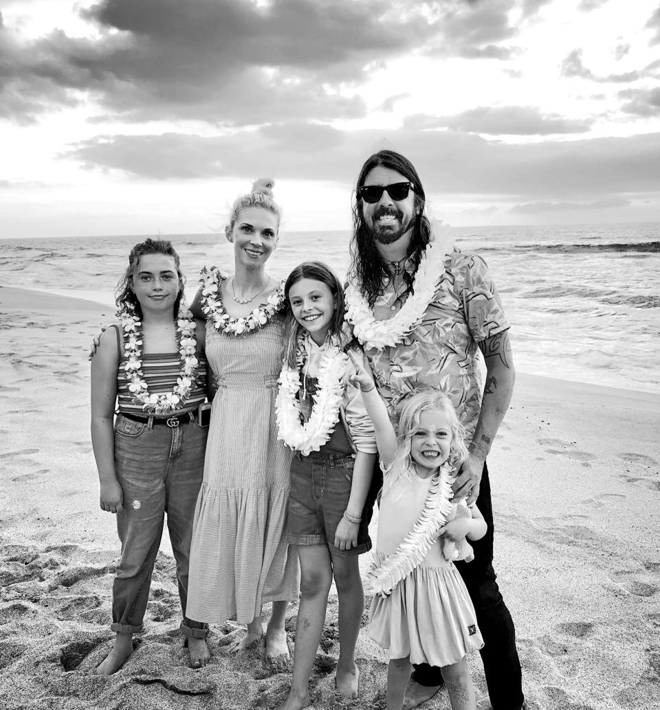 Dave Grohl with his wife, Jordyn, and their three daughters.