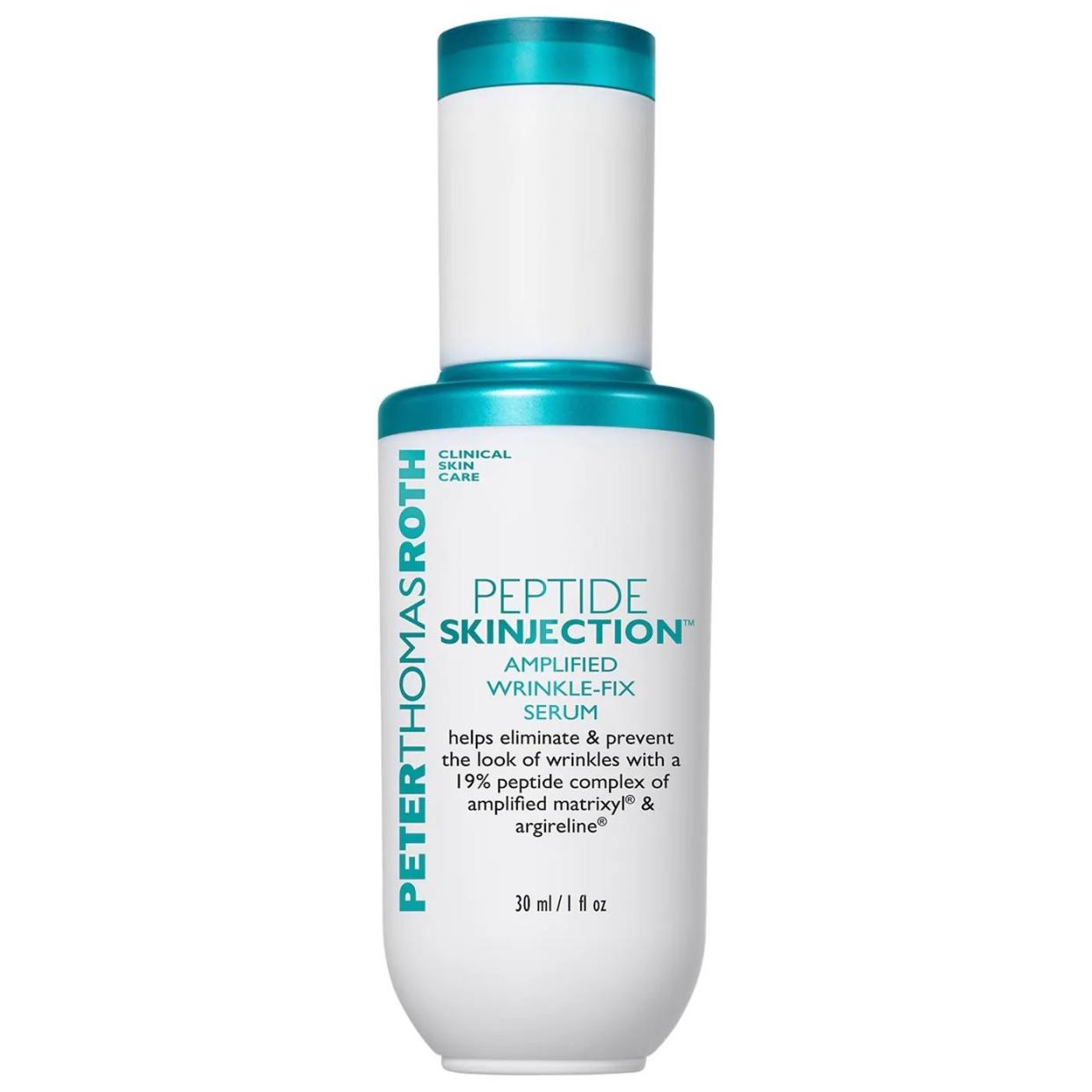<p><a href="https://go.redirectingat.com?id=74968X1596630&url=https%3A%2F%2Fwww.sephora.com%2Fproduct%2Fpeter-thomas-roth-peptide-skinjections-advanced-wrinkle-fix-serum-P509321&sref=https%3A%2F%2Fwww.prevention.com%2Fbeauty%2Fskin-care%2Fg45158597%2Fbest-peptide-serums%2F" rel="nofollow noopener" target="_blank" data-ylk="slk:Shop Now;elm:context_link;itc:0;sec:content-canvas" class="link rapid-noclick-resp">Shop Now</a></p><p>Peptide Skinjection Amplified Wrinkle-Fix Serum</p><p>sephora.com</p><p>$61.00</p>