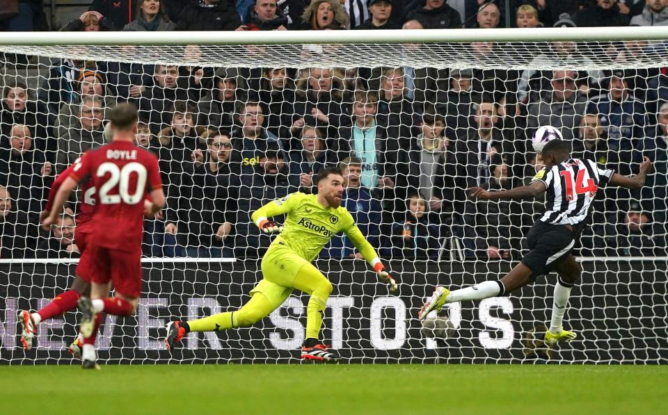 Newcastle United's Alexander Isak scores their side's first goal of the game