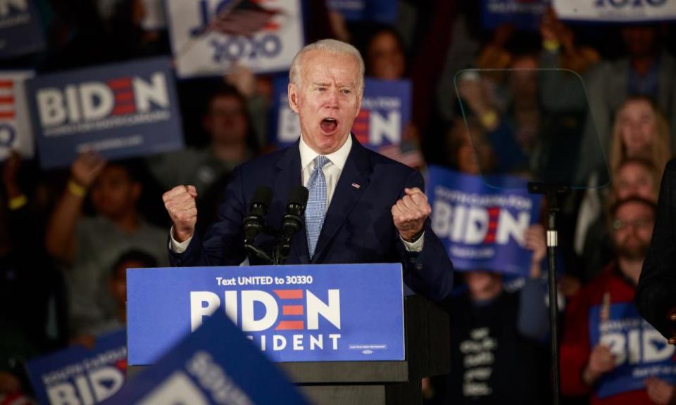 Biden celebrates victory in South Carolina in February, the moment his campaign fortunes turned.
