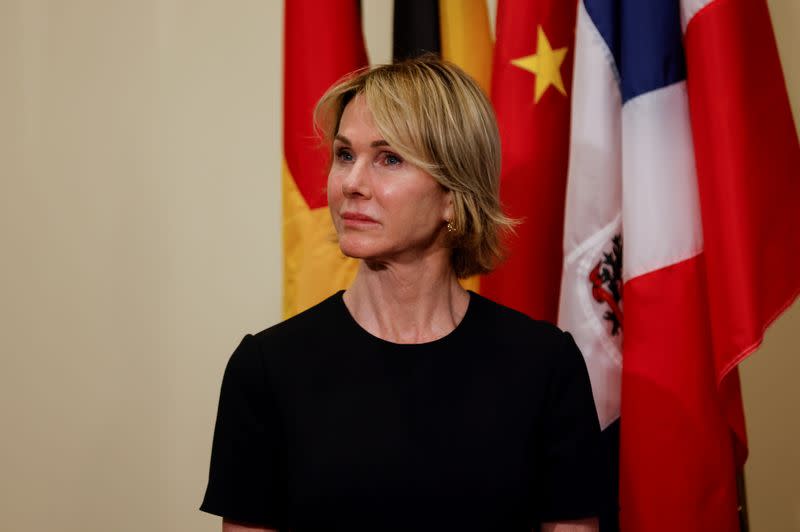 U.S. Ambassador to the United Nations Kelly Craft attends Pompeo press briefing on Iran at U.N. headquarters in New York