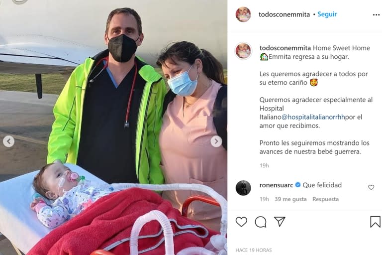 Emmita Gamarra, la beba con AME pudo volver a Chaco después de recibir el tratamiento más caro del mundo