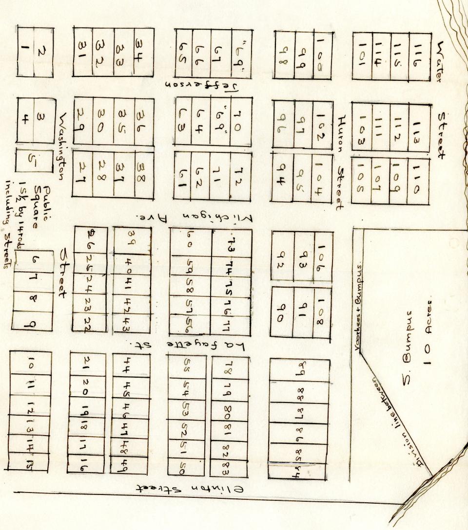 A map of the Michigan City plat registered in January 1837.