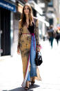 <p>Half-tied over vintage denim.</p> <h4>Getty Images</h4>