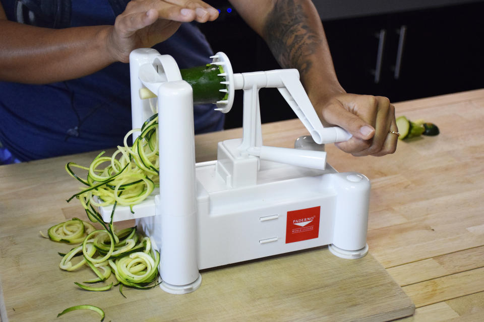 If you plan to make zucchini noodles often or in big batches, the tabletop spiralizer is worth the investment. (Courtesy Vidya Rao)