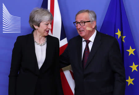 European Commission President Jean-Claude Juncker meets with British Prime Minister Theresa May at the European Commission headquarters in Brussels, Belgium February 20, 2019. REUTERS/Yves Herman