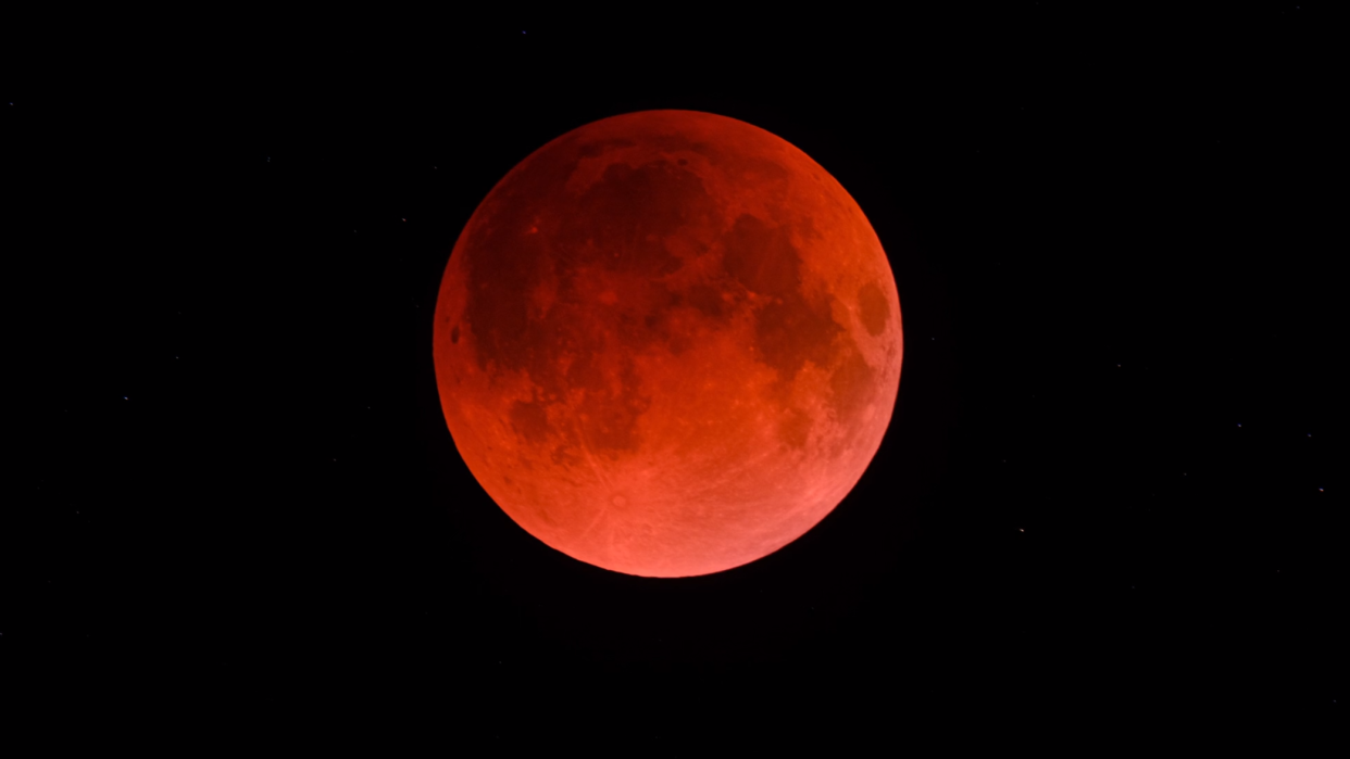  a red moon backdropped by black night 