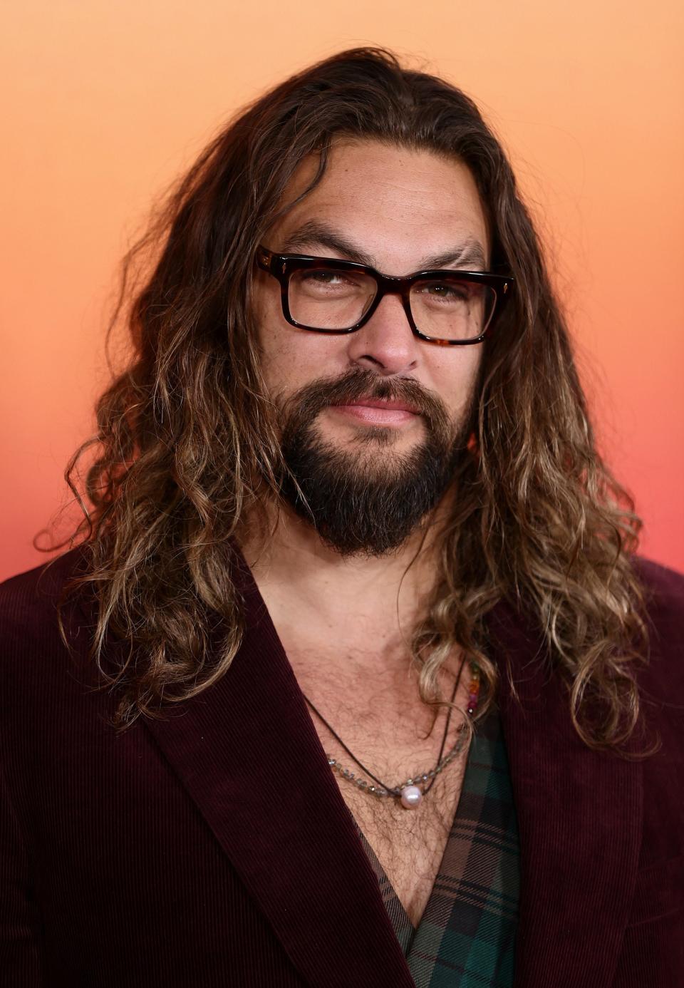 A closeup of Jason Momoa