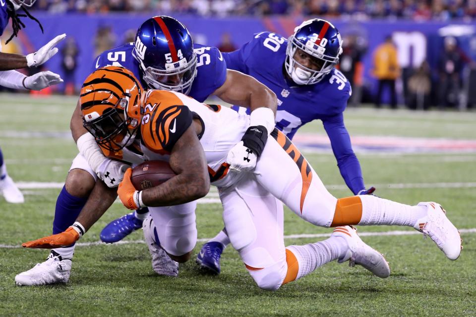 Olivier Vernon and the New York Giants delivered defensively in a win over the Cincinnati Bengals on Monday. (Getty Images)