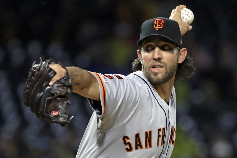 Will the San Francisco Giants trade longtime ace Madison Bumgarner, or hold the free-agent-to-be for a potential postseason run? (AP Photo/Gene J. Puskar)