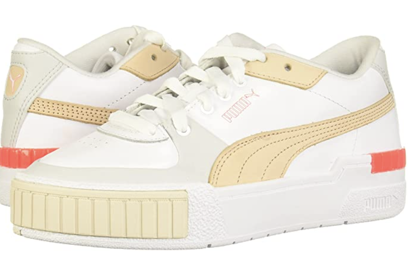 <p><strong>Puma</strong></p><p>Amazon</p><p><strong>$66.63</strong></p><p><a href="https://www.amazon.com/PUMA-Sneaker-White-Gray-Violet-Shifting-Sand-Eggnog-Fiery/dp/B08KK99KHX/ref=sr_1_3?crid=S8YD5Q89YUZ1&dchild=1&keywords=puma%2Bcali%2Bsneakers%2Bfor%2Bwomen&qid=1634923165&sprefix=puma%2Bcali%2B%2Caps%2C177&sr=8-3&th=1&psc=1&tag=syn-yahoo-20&ascsubtag=%5Bartid%7C2140.g.38024100%5Bsrc%7Cyahoo-us" rel="nofollow noopener" target="_blank" data-ylk="slk:Shop Now;elm:context_link;itc:0;sec:content-canvas" class="link ">Shop Now</a></p><p><strong><del>$90.00</del> $67.40</strong><strong> (25% off)</strong></p><p>The pop of red on these neutral sneakers are next-level cute. Get ready for <em>all</em> the compliments when you and your BFF wear these out.</p>