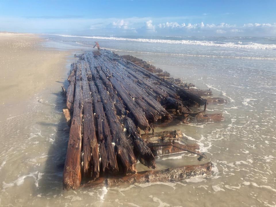 Part of a shipwreck was revealed at a North Carolina beach (Cape Lookout National Seashore﻿)
