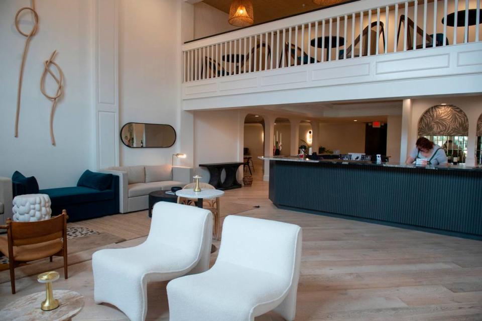 The lobby at the newly renovated Gulf Hills Hotel and Resort in Ocean Springs on Thursday, Jan. 11, 2024.