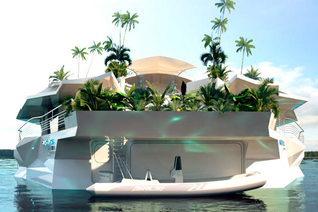 A handout computer generated image released on June 25, 2012 by OrsosIsland shows a a man-made, floating "island" developed by an Austrian firm. Measuring 20 by 37 metres (66 by 121 feet), the "Orsos Island" has no engine but can be anchored anywhere its owners choose and then towed to another location the other side of the world if they so wish, Hungarian-born entrepreneur Gabor Orsos said. CSIKOSDESIGN.HU/ORSOSISLAND