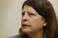 Director of the forensic nursing program at the Bon Secours St. Mary's Hospital, Bonnie Price, speaks during an interview in the examination room at the hospital in Richmond, Va., Wednesday, Oct. 30, 2019. A nationwide shortage of sexual assault nurse examiners means that rape victims are often forced to drive from hospital to hospital to find someone trained to examine them. (AP Photo/Steve Helber)