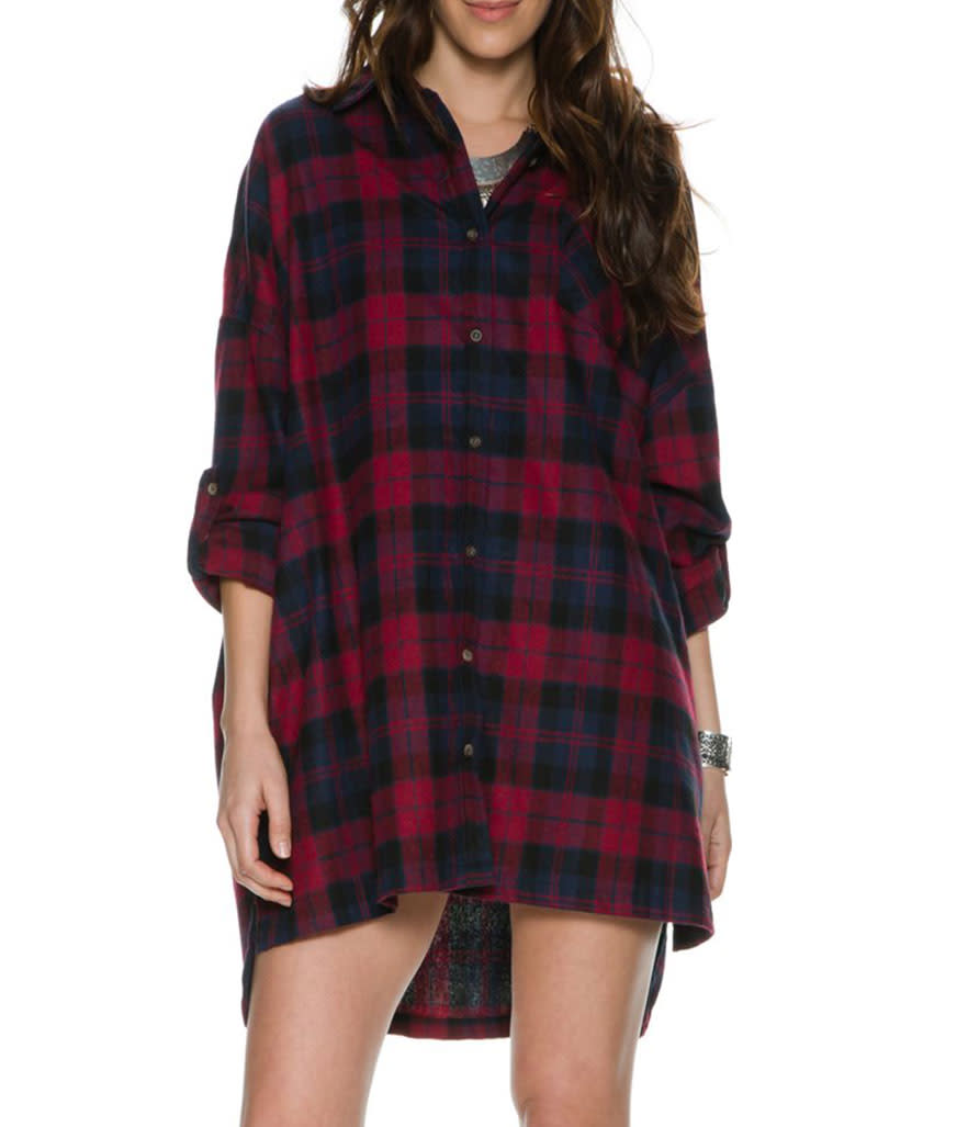 Swell Guru Flannel Dress in Red