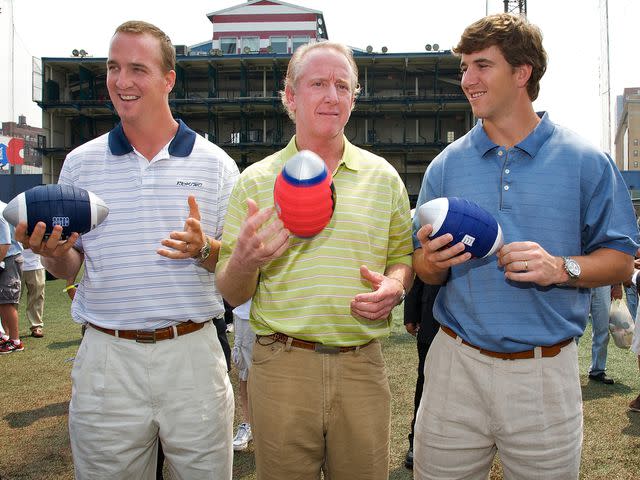 <p>Charles Eshelman/FilmMagic</p> Peyton Manning, Archie Manning, and Eli Manning attend the NERF Father's Day Football Throwdown on June 14, 2008