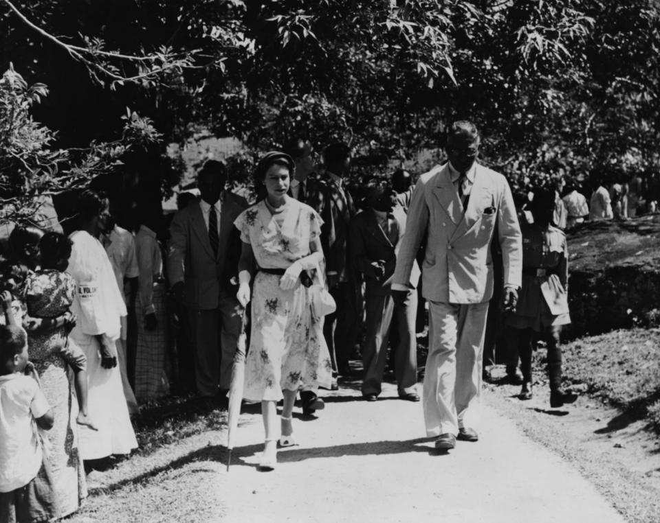 Queen Elizabeth II in Sri Lanka in 1954, two years before the country became a republic. (Getty)