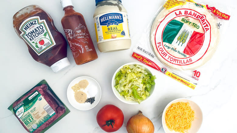 ingredients for quesadilla burgers