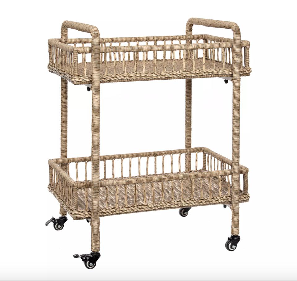 Tulum Natural Wicker Outdoor Bar Cart