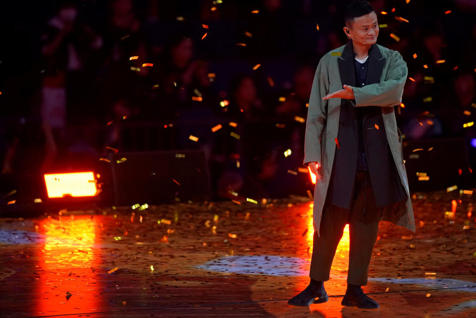 Jack Ma, Chairman of Alibaba Group, attends a show during Alibaba Group's 11.11 Singles' Day global shopping festival in Shanghai