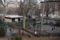 FILE - In this March 11, 2021, file photo people enjoy the spring-like weather in Morningside Park in New York. The surge in the nation’s urban population could give these urban centers greater influence in reshaping the balance of power in Washington as congressional redistricting gets under way. New York in particular is giving Democrats hope. The most populous city in the United States added some 629,000 new residents. (AP Photo/Seth Wenig, File)