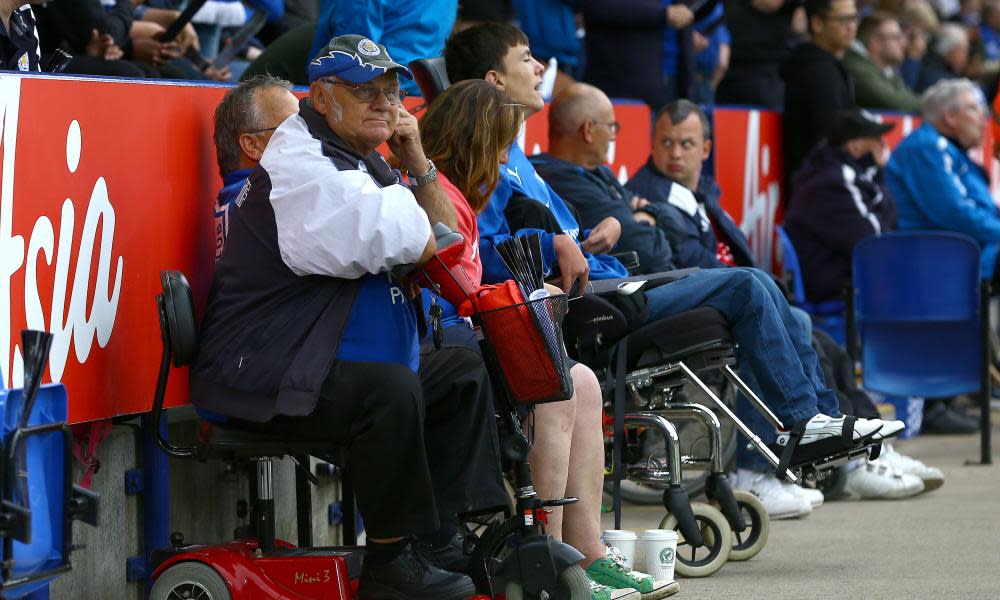 Disabled Leicester City fans watching a match against Burnley at the King Power Stadium in September last year.