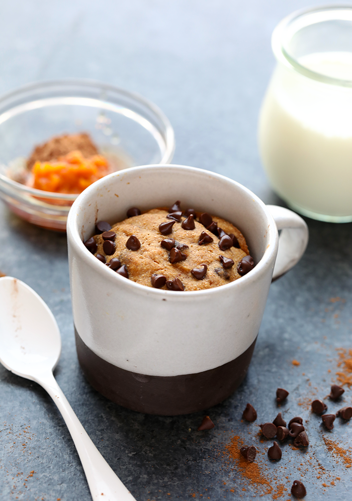 Pumpkin Mug Cake with Chocolate Pumpkin Frosting