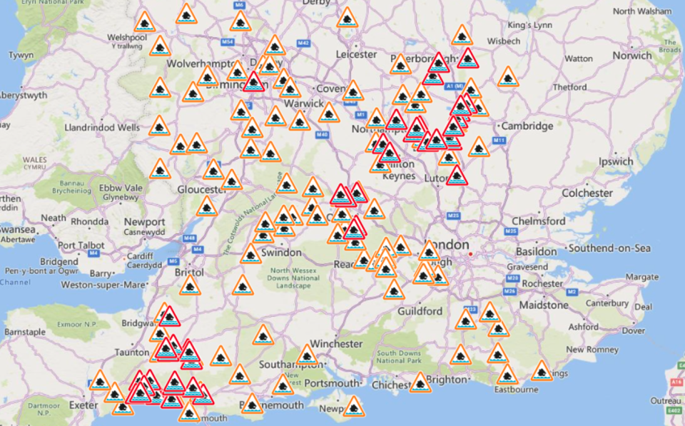 There are a number of flood alerts and warnings in place on Monday. (Environment Agency)