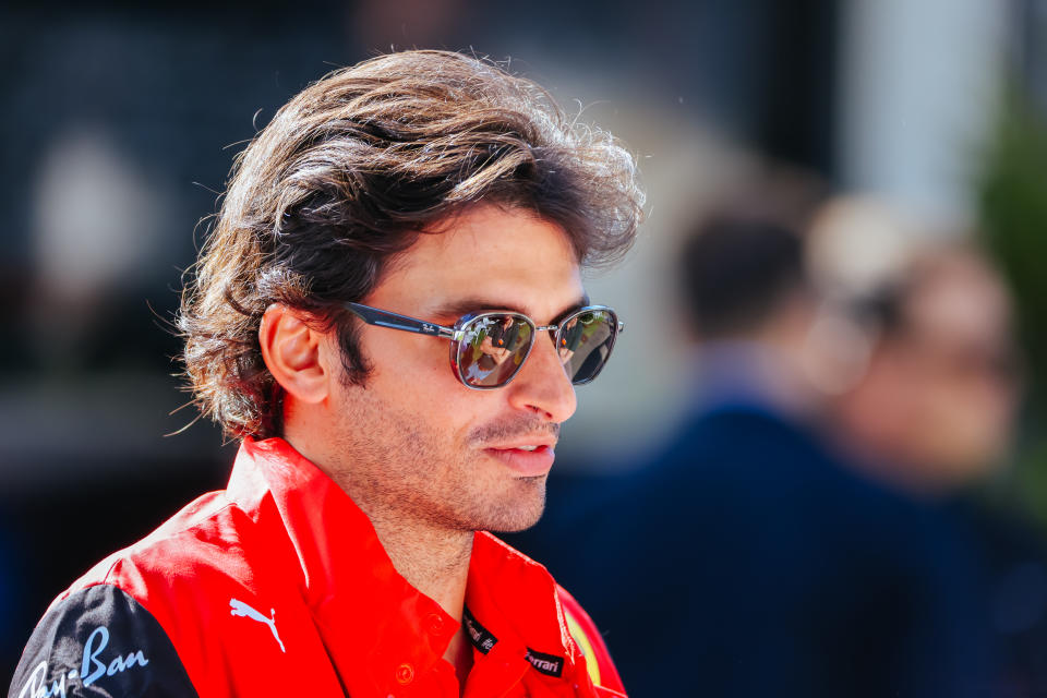 Pictured here, Ferrari's Carlos Sainz being interviewed at the 2022 Australian Formula 1 Grand Prix.